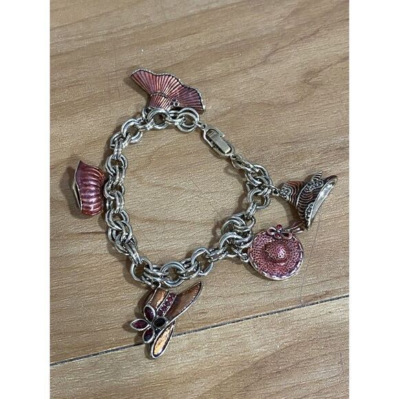 Monet Jewelry - Vintage MONET Assorted Decorative Hats Charm Chain Bracelet 7”
